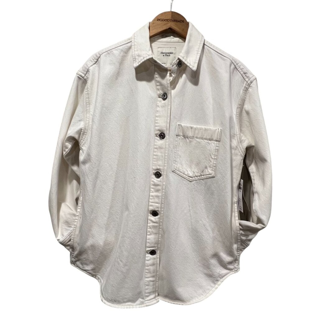 Abercrombie Oversized Denim Shacket, NWT, Cream, S